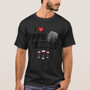 T-shirt I Love Vin et Rhinos Boire Rhinoceros Safari