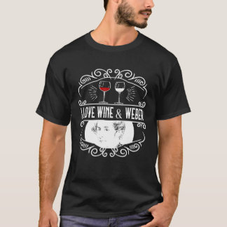 T-shirt I Love Vin Rouge Blanc Classique Musique Vintage W