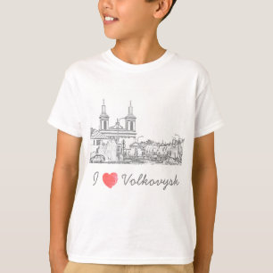 T-shirt I Love Volkovysk Biélorussie Architecture Cathédra