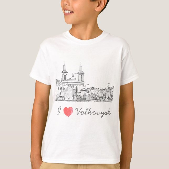 T-shirt I Love Volkovysk Biélorussie Architecture Cathédra (Devant)