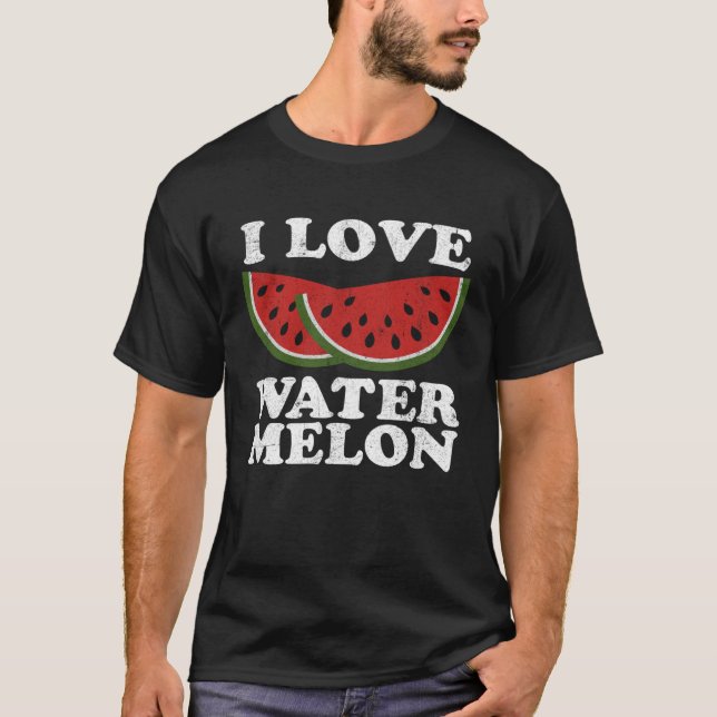 T-shirt I Love Watermelon  Summer Retro Cute Watermelons (Devant)