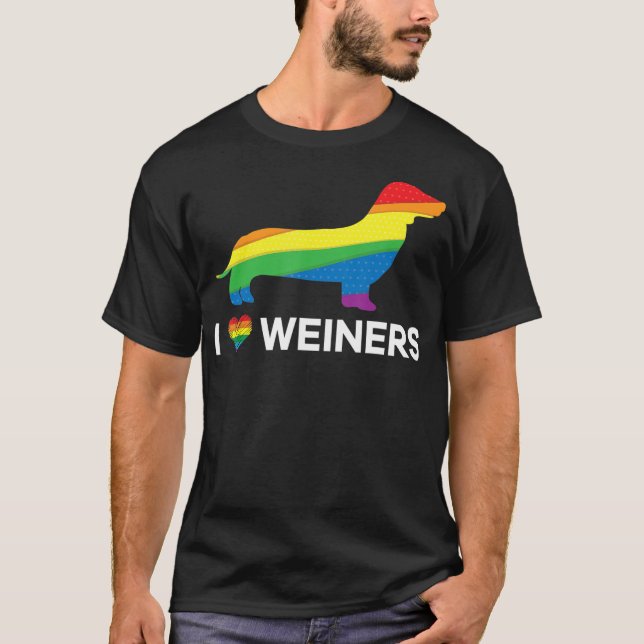 T-shirt I love Weiners Dachshund Gay Lesbian Pride (Devant)
