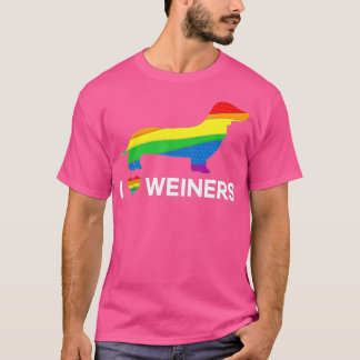 T-shirt I Love Weiners Dachshund LGB Gay Lesbian Pride   A