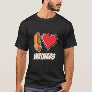 T-shirt I Love Weiners Hotdog Amateurs Chiot Coeur Chiot D
