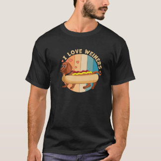T-shirt I Love Weiners Hotdogs Frankfurter Wiener Dachshun