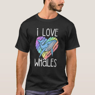 T-shirt I Love Whales Cute Sea Animals Rainbow