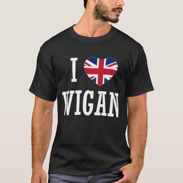 T-shirt I Love Wigan Angleterre Union Jack Flag Heart Angl (Devant)