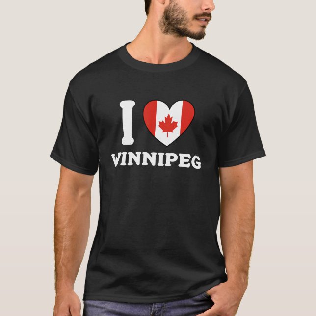 T-shirt I Love Winnipeg Canada Heart Flag (Devant)