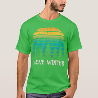 T-shirt I Love Winter Colorful Outdoors Nature Skiing Snow