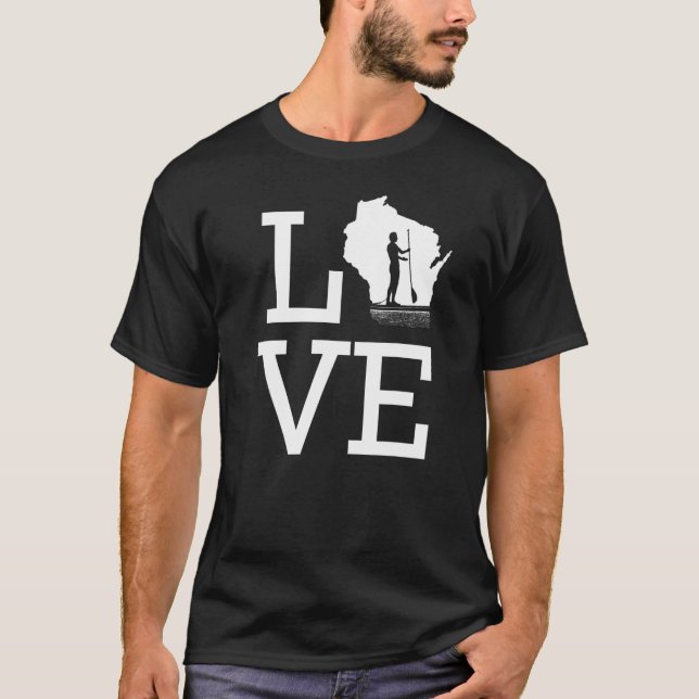 T-shirt I Love Wisconsin Kayaking (Devant)