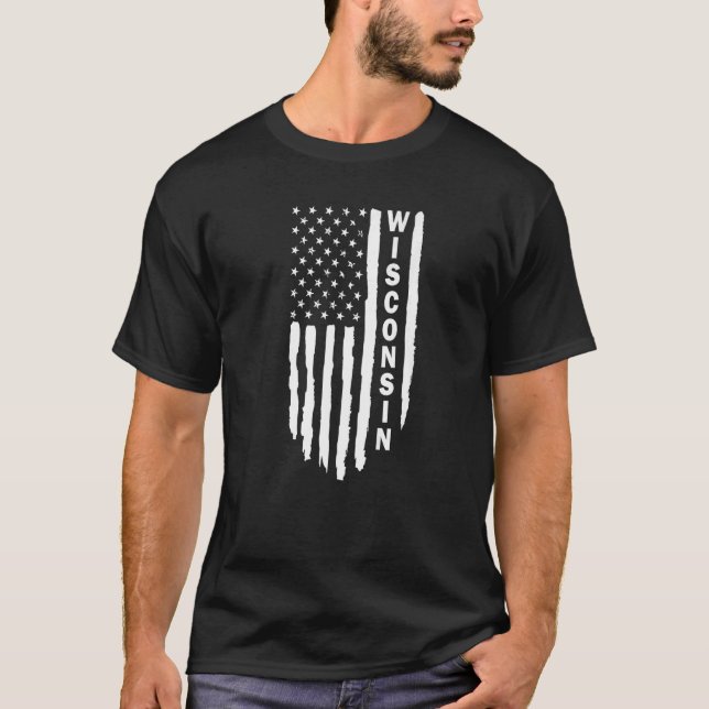 T-shirt I Love Wisconsin Patriotique Wisconsin Est La Mais (Devant)