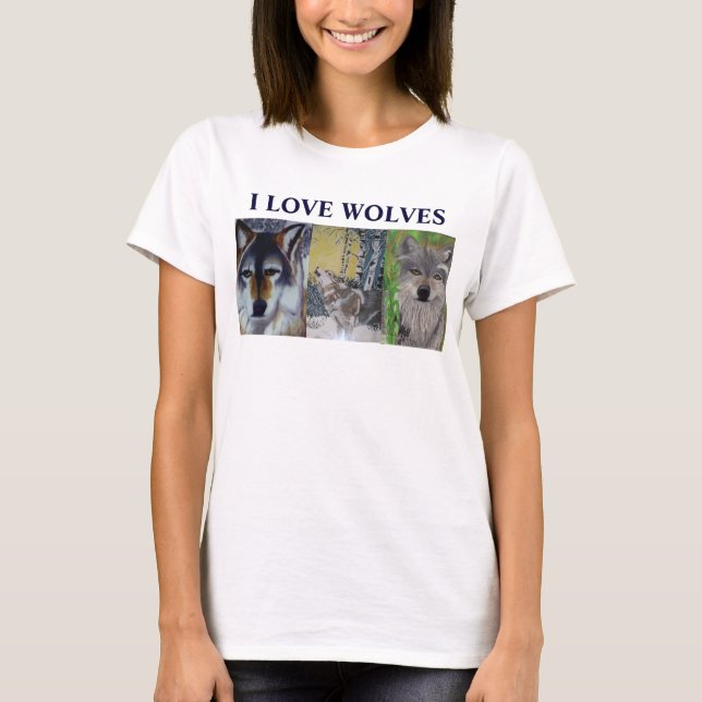 T-shirt I LOVE WOLVES top (Devant)