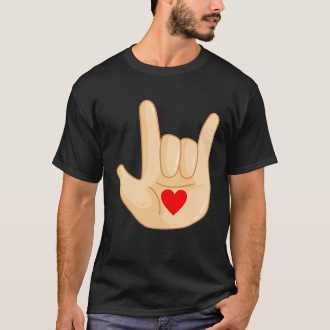 T-shirt I Love You American Sign Language Hand Gesture (Devant)