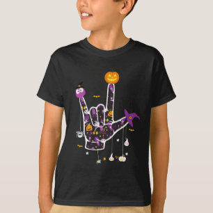 T-shirt I Love You Asl Halloween Langue des signes Hallowe