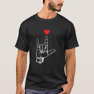 T-shirt I Love You Hand Sign ASL Cadeau Pour Hommes Femmes