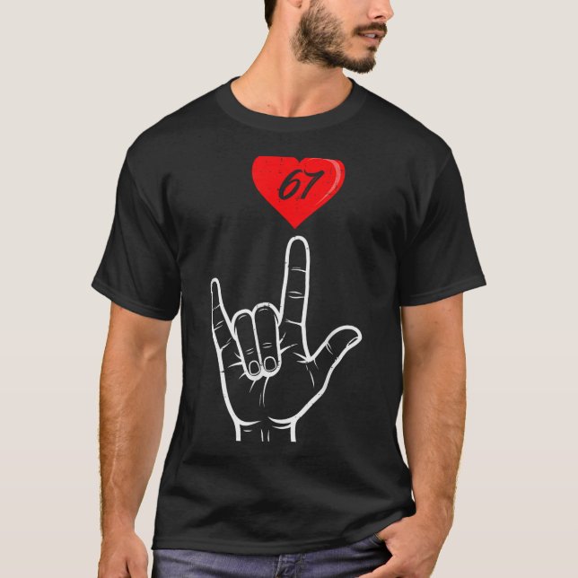 T-shirt I Love You Hand Sign Asl Heart 67 Women Kids Men V (Devant)