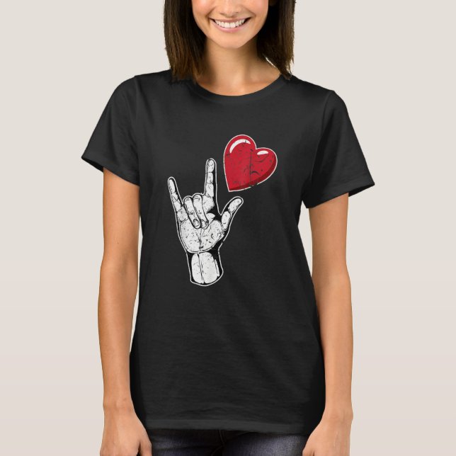 T-shirt I Love You Hand Sign Valentines Day Language_1 (Devant)