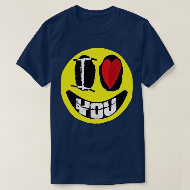 T-shirt I Love You I Heart You Smiling Face word art (Design devant)