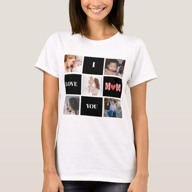T-shirt ''I Love you maman'' mignon 5 photo collage T-shir (Devant)