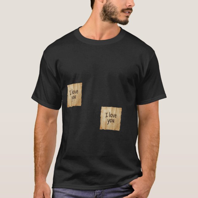 T-shirt "I Love You" Post-it Notes Minimalist Black T-Shir (Devant)