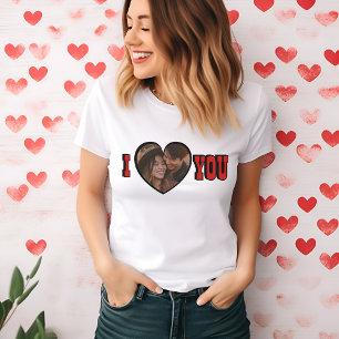 T-shirt I Love You Red Custom Photo Heart femmes