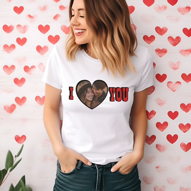 T-shirt I Love You Red Custom Photo Heart femmes (I Love You Red Custom Photo Heart women T-Shirt)