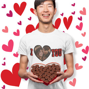 T-shirt I Love You Red Custom Photo Heart Hommes