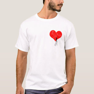 T-shirt I Love You Red Heart drôle chic élégant