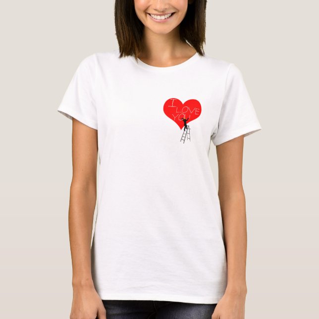 T-shirt I Love You Red Heart drôle cool élégant (Devant)