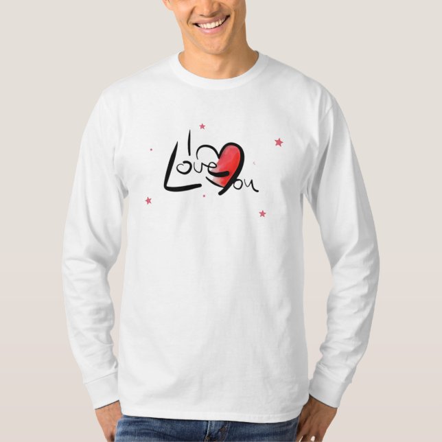 T-shirt I Love You Romantic Heart Art (Devant)