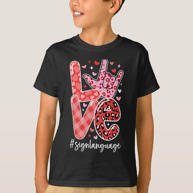T-shirt I Love You Sign Language Asl Valentine's Day Deaf  (Devant)