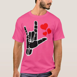 T-shirt I LOVE YOU sign sur coeur rouge Langue des signes 