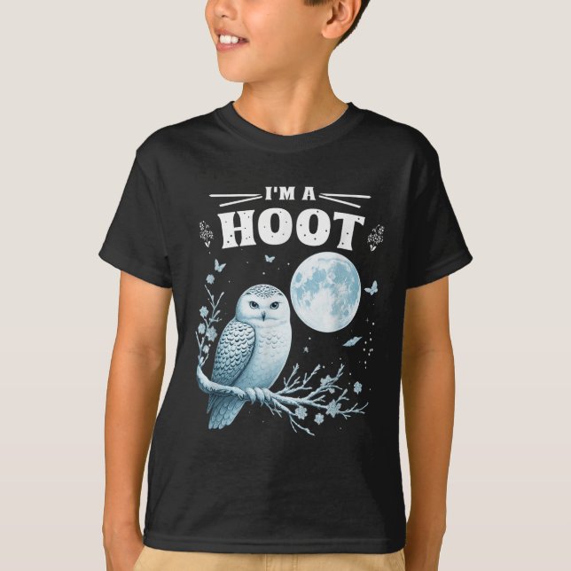 T-shirt I’m A Hoot Snowy Owl Full Moon Night Sky Soky Magi (Devant)