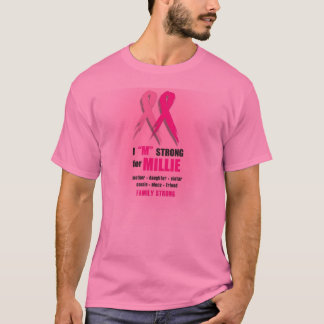 T-shirt I "M" fort pour le rose de Millie pour le cancer