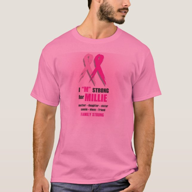 T-shirt I "M" fort pour le rose de Millie pour le cancer (Devant)