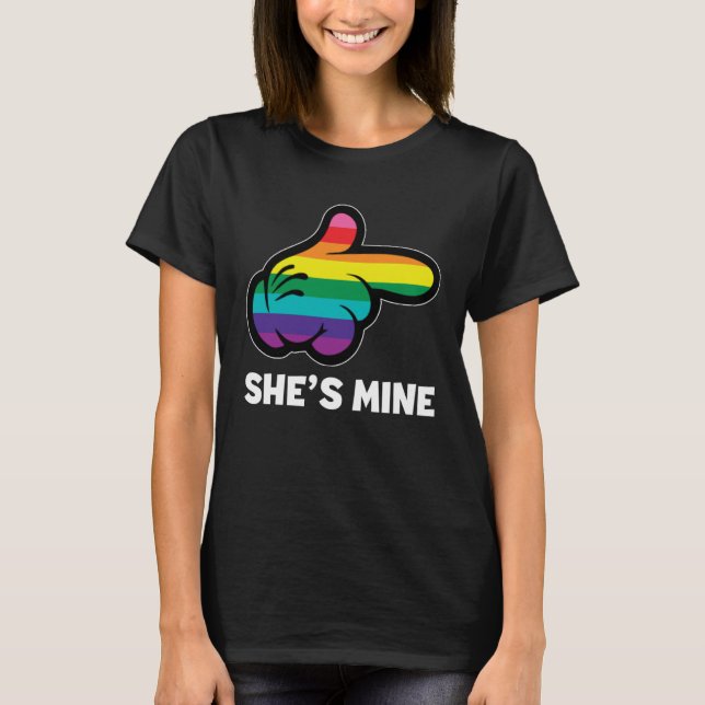 T-shirt I m Hers Rainbow Lesbian Couple LGBT Pride Matchin (Devant)