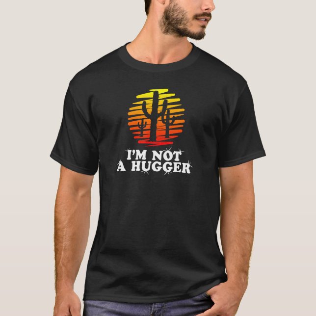 T-shirt I m Not A Hugger  Introvert Retro Style Sunset Cac (Devant)