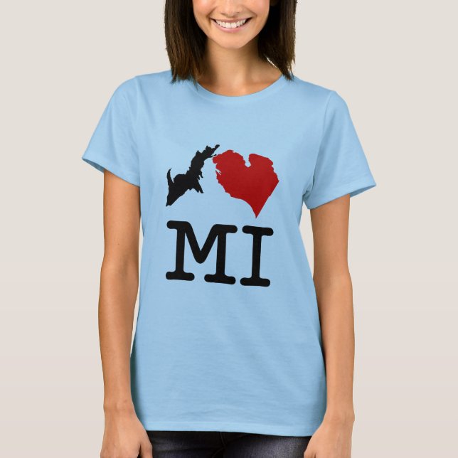 T-shirt I ♥ MI (I heart Michigan) léger, petit imprimé (Devant)