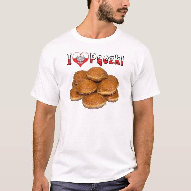 T-shirt I nourriture polonaise de Paczki de coeur (Devant)