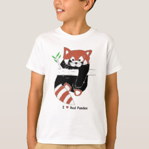 T-shirt I pandas rouges de coeur