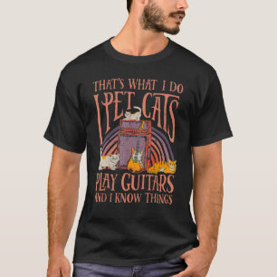 T-shirt I Pet Cats Jouer Guitare Musique Guitariste Retro 
