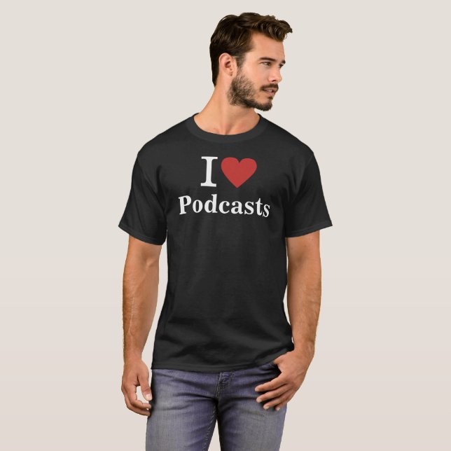 T-shirt I ❤️ Podcasts CUSTOM Hommes (Devant entier)