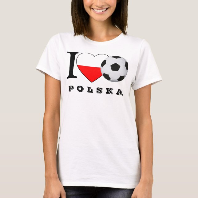 T-shirt « I Polska Soccer love » football coeur Heart de (Devant)