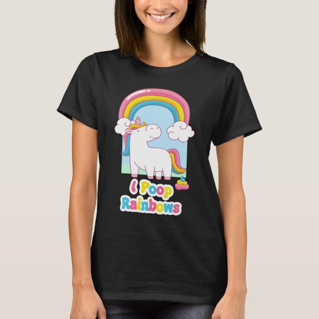 T-shirt I Poop Rainbows Funny Unicorne (Devant)