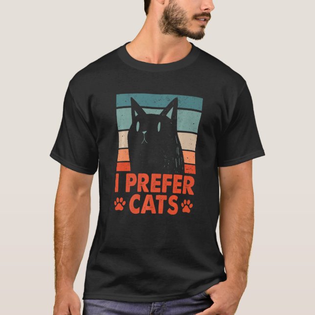 T-shirt I Prefer Cats Introvert Cat Antisocial Kitten Cat  (Devant)