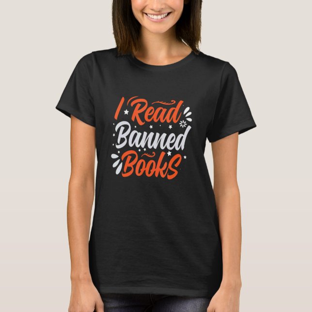 T-shirt I Read Banned Books Black Cat Reader Bookworm Wome (Devant)