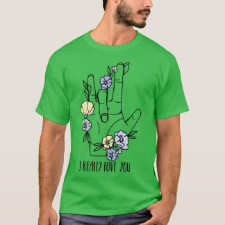 T-shirt I really love you hand sign