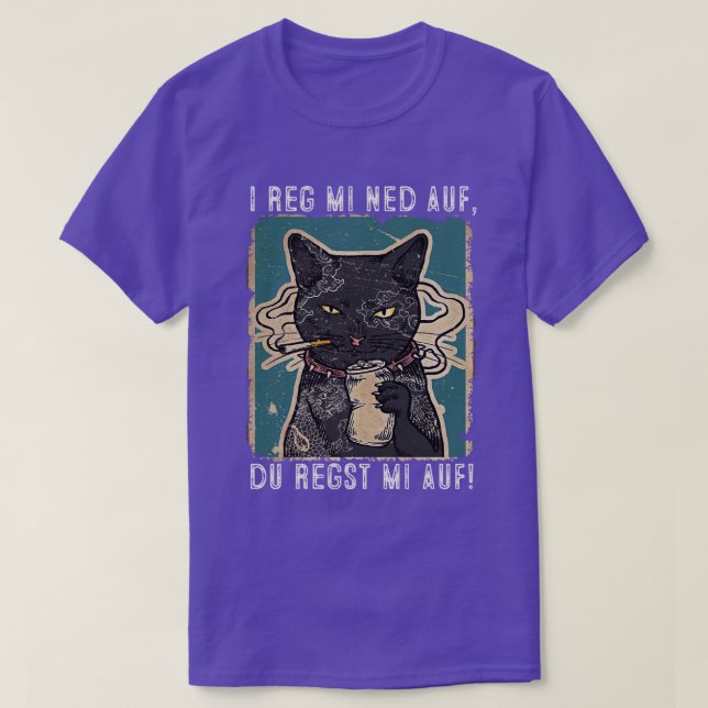 T-shirt I reg mi ned auf Katzen Design mit schwarzer Katze (Design devant)