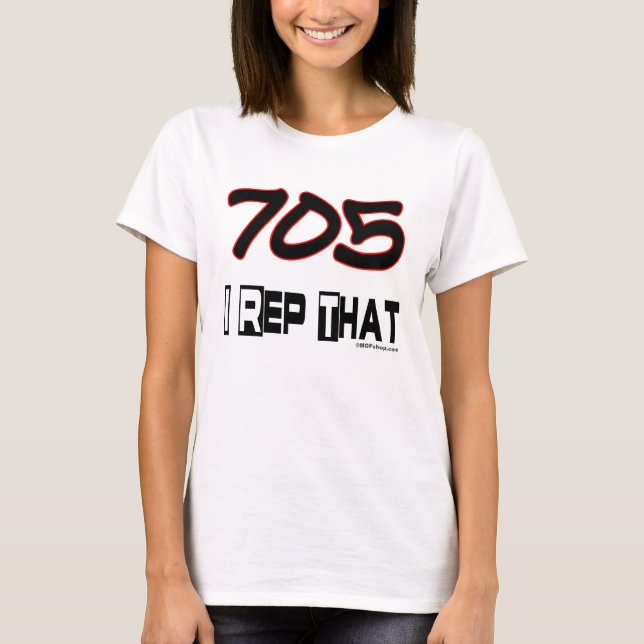T-shirt I représentant cet indicatif régional 705 (Devant)