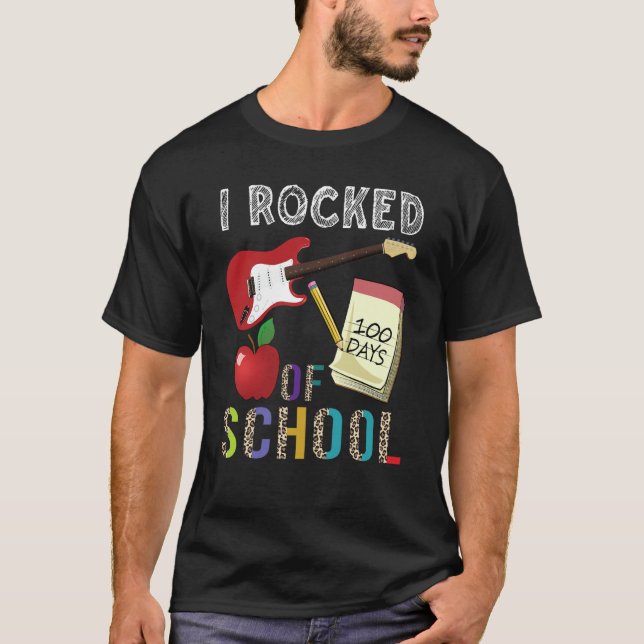 T-shirt I Rocked 100 Days Of School Guitar Music 100th Day (Devant)